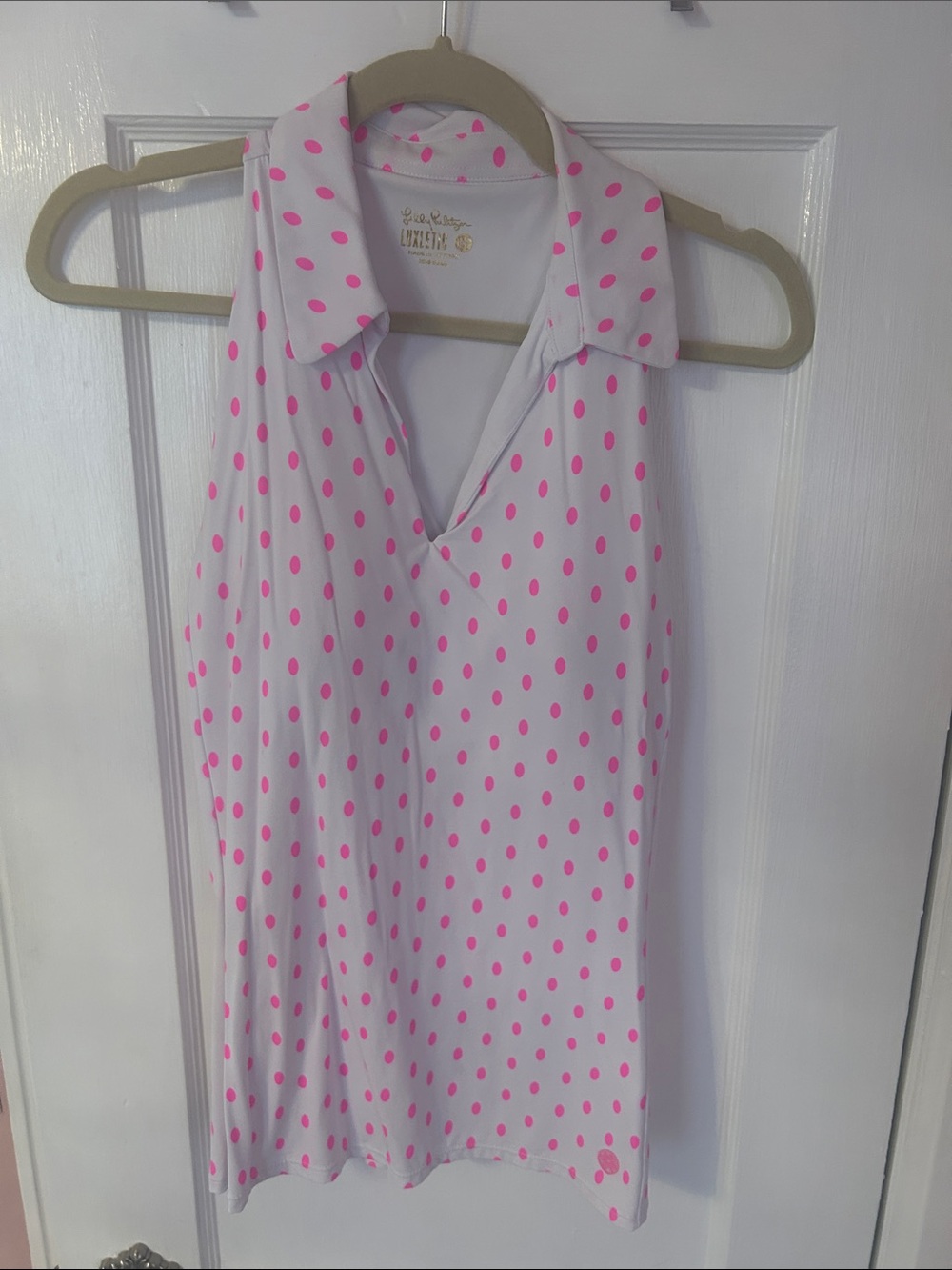 Lilly Pulitzer Pink Polka Dot Sleeveless Collared Camisole